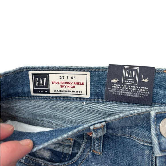 New! Gap Sky High True Skinny Ankle Jeans Distressed Size 27/4 - Picture 5 of 11